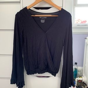 american eagle wrap top with bell sleeves